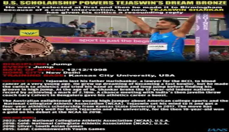 सीडब्ल्यूजी 2022 : तेजस्विन शंकर ने भारत का पहला ट्रैक एंड फील्ड मेडल जीता