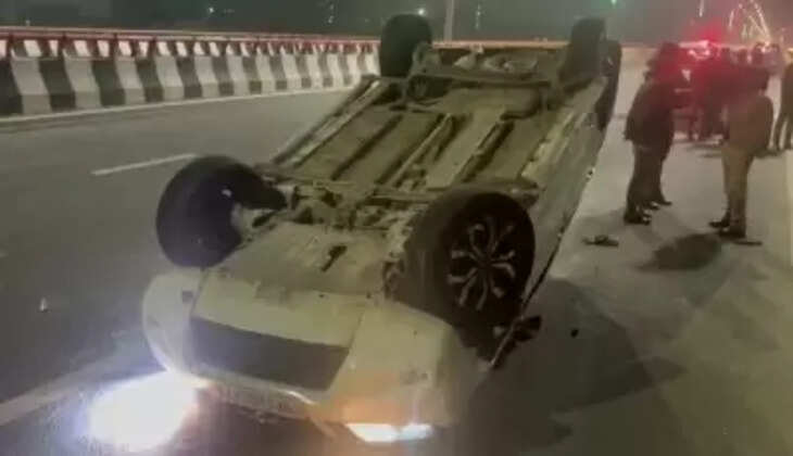 तेज रफ्तार कार पलटी, महिला की मौत, पांच घायल