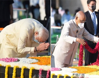 राष्ट्रपति राम नाथ कोविंद, PM मोदी ने राष्ट्रपिता महात्मा गांधी को दी श्रद्धांजलि