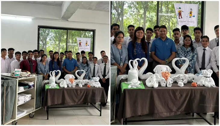 हल्द्वानी - पाल कॉलेज में होटल मैनेजमेंट के छात्रों की गज़ब क्रेटिविटी, वर्कशॉप में टावल से बना डाले यह आर्ट Haldwani Pal Collage News 