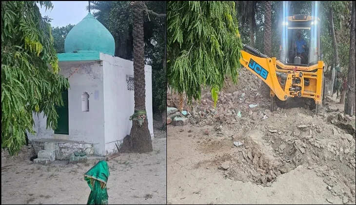काशीपुर - सिंचाई विभाग की भूमि पर बनी अवैध मजार ध्वस्त, SDM अभय प्रताप सिंह के नेतृत्व में चला अभियान 