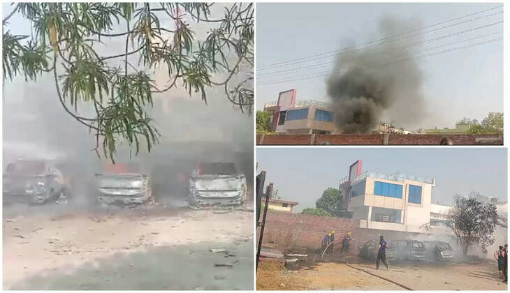 हल्द्वानी - कार शोरूम के बाहर हुआ भीषण अग्निकांड, इतनी गाड़ियां जलकर हुई राख, पुलिस और फायर ब्रिगेड ने पाया काबू&nbsp;