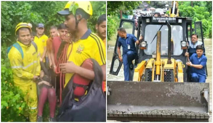 Cloudburst in Uttarakhand - आपदा से आफत, सीएम धामी ने जेसीबी में बैठकर किया प्रभावित क्षेत्रों का दौरा