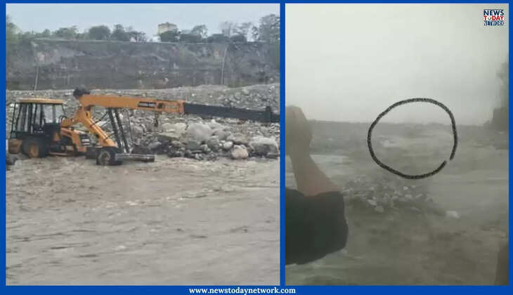 हल्द्वानी - अफरा- तफरी, गौला नदी का अचानक बढ़ा जलस्तर, हाइड्रा मशीन और खनन वाहन नदी में फंसे, चालक ने बचाई जान Haldwani News 