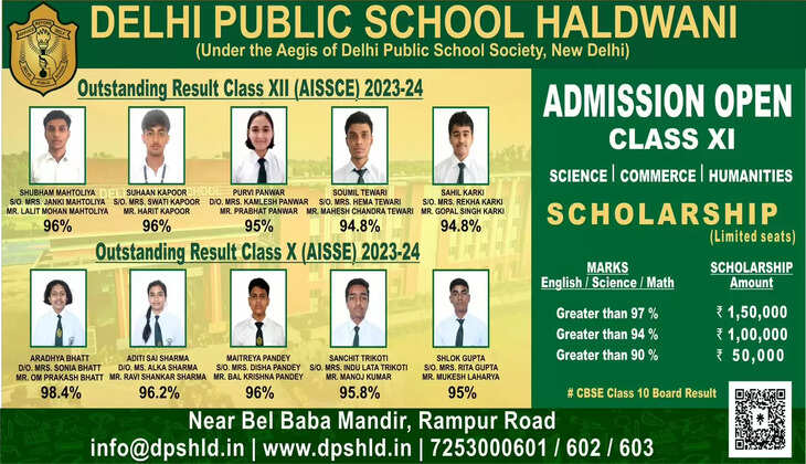 हल्द्वानी - दिल्ली पब्लिक स्कूल छात्रों को दे रहा स्कॉलरशिप, CBSE के होनहारों को मिल रही 1.50 लाख तक की छात्रवृत्ति
