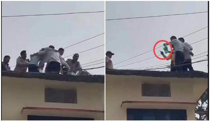 हल्द्वानी - MBPG कॉलेज में हंगामा, पेट्रोल की बोतल लेकर छत पर चढ़े छात्र नेता, पुलिस और कॉलेज प्रशासन के फूले हाथ- पांव 