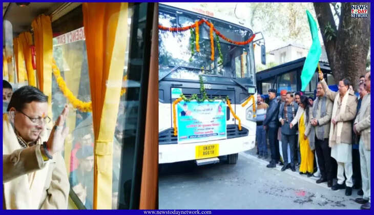 देहरादून - परिवहन निगम के बेड़े में शामिल हुईं 112 नई बसें, मुख्यमंत्री कैम्प कार्यालय से सीएम ने किया फ्लैग ऑफ