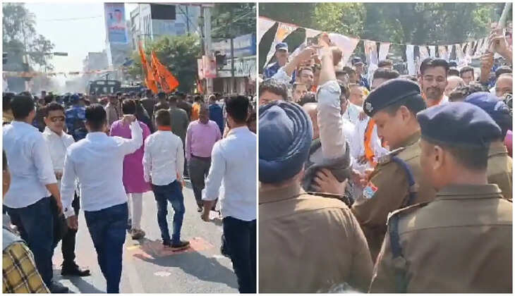 हल्द्वानी - MBPG छात्र संघ चुनाव में जमकर अराजकता, 144 का खुलेआम उल्लंघन, पुलिस से नोक - झोंक&nbsp;