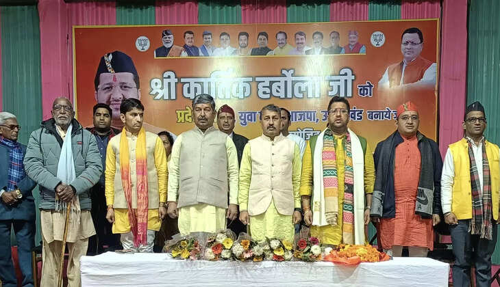 हल्द्वानी - भाजयुमो प्रदेश मंत्री कार्तिक हर्बोला के स्वागत में शक्ति प्रदर्शन, शहर में निकली वाहन रैली