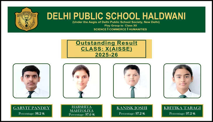 &lsquo;&rsquo;दिल्ली पब्लिक स्कूल हल्द्वानी के छात्रों ने रचा उत्कृष्ट परिणाम का इतिहास&rsquo;&rsquo;