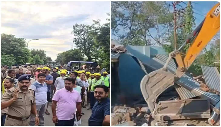 नैनीताल - जिले में अब यहां गरजा अतिक्रमण पर पीला पंजा, सुबह - सुबह 35 दुकानों को तोड़कर मिट्टी में मिलाया&nbsp;