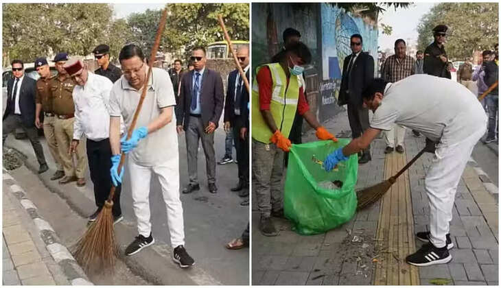 उत्तराखंड -  राज्य स्थापना दिवस से पहले मुख्यमंत्री धामी सड़कों पर उतरे लगाई झाड़ू, दिया स्वच्छता का यह संदेश