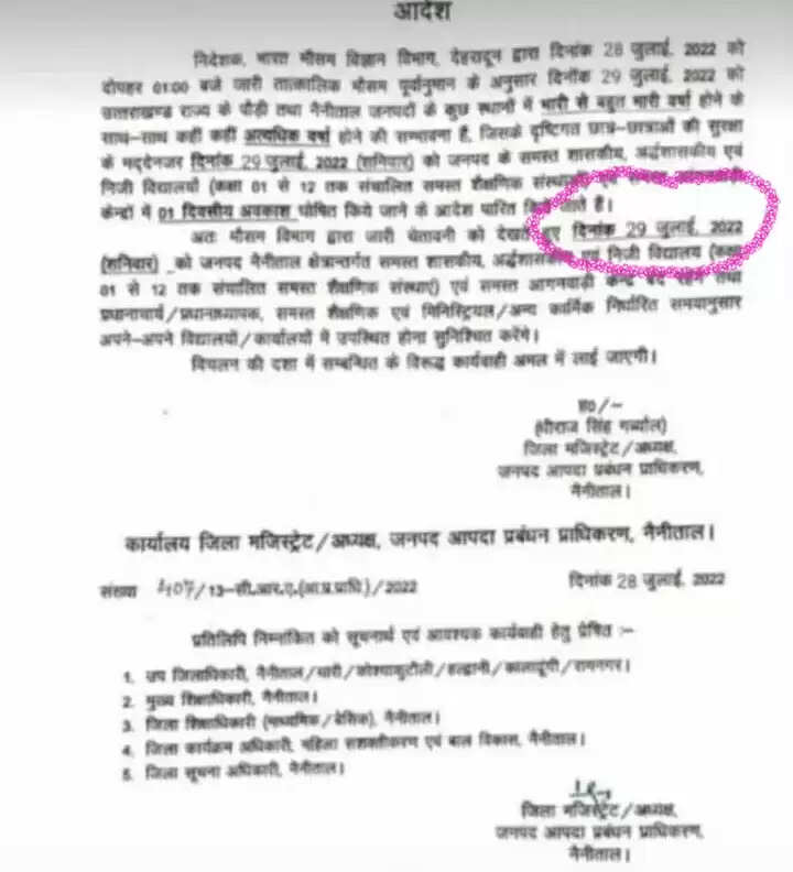 Nainital News - डीएम का पुराना आदेश एडिटिंग कर करवा दी स्कूलों की छुट्टियां, अब डीएम हुए सख्त