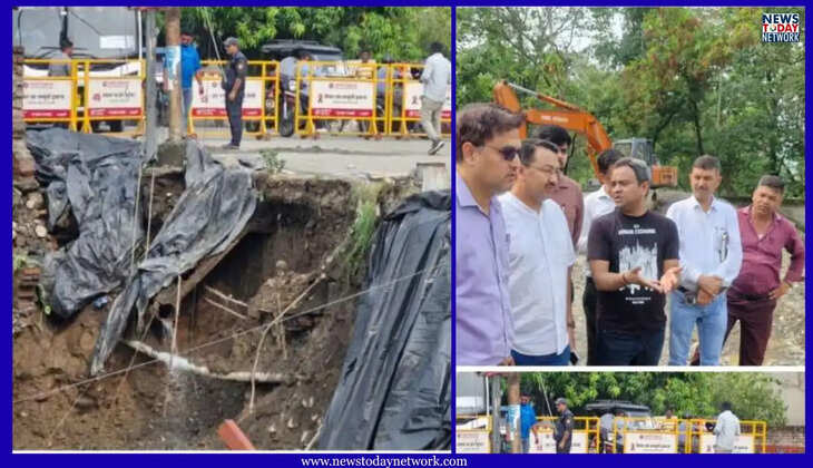 हल्द्वानी - निर्माणाधीन परिसर की दीवार ढही, आईटीआई-धानमिल मार्ग धंसने से यातायात हुआ बंद, मौके पर प्रशासन&nbsp;