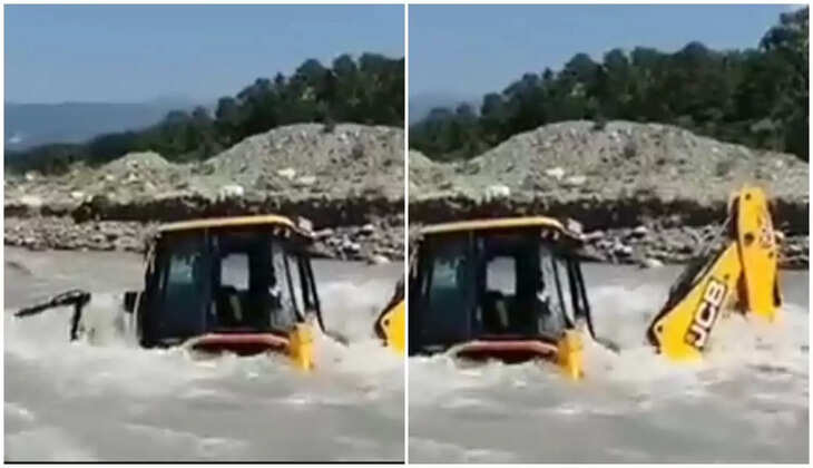 हल्द्वानी - गौलापार को वैकल्पिक रास्ता बना रही जेसीबी मशीन बही, ड्राइवर की जान संकट में पड़ी - Video&nbsp;