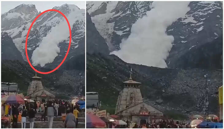 Glacier Avalanche - केदारनाथ में चोराबाड़ी से ऊपर टूट गया ग्लेशियर, देखिए बर्फ का गुबार कैसे आया - वीडियो&nbsp;