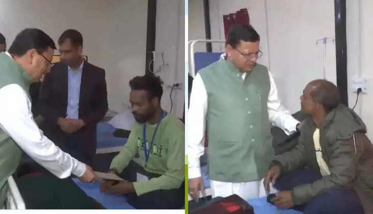 Tunnel Rescue - CM धामी ने श्रमिकों को सौंपे एक-एक लाख के चेक, चिनूक से AIIMS ऋषिकेश लाए जाएंगे श्रमिक&nbsp;