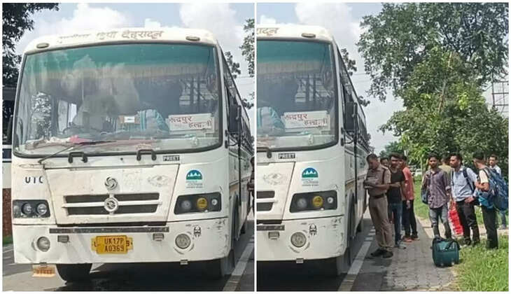 Uttarakhand News - हल्द्वानी आ रही रोड़वेज की बस में आग लगने से मचा हड़कंप, यात्रियों की रुकी सांसें 