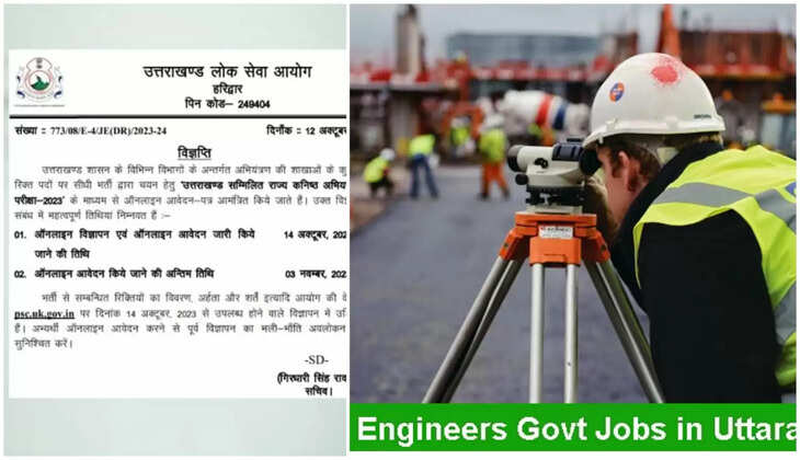 UKPSC JE Recruitment 2023 - जूनियर इंजीनियर के 1000 से ज्यादा पदों पर बम्पर भर्ती, लाखों रुपये तक मिलेगा वेतन&nbsp;
